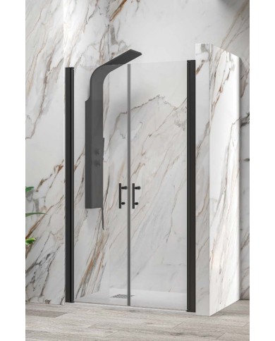 Cabina doccia da muro a muro - Tipologia S 28 Alto Sallon Nero - Vetro Trasparente