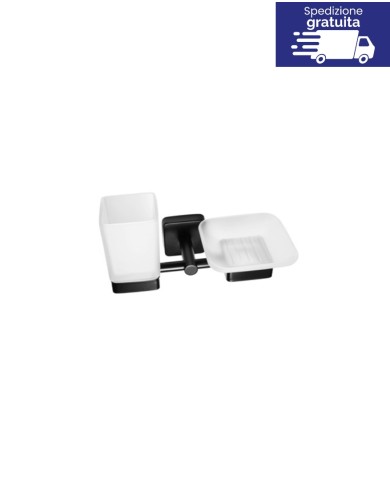 Portabicchiere e portasapone - Serie Quattro Nero Opaco