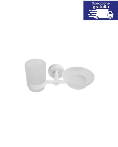 Portabicchiere e portasapone - Serie Uno Bianco Opaco