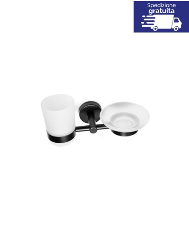 Portabicchiere e portasapone - Serie Uno Nero Opaco