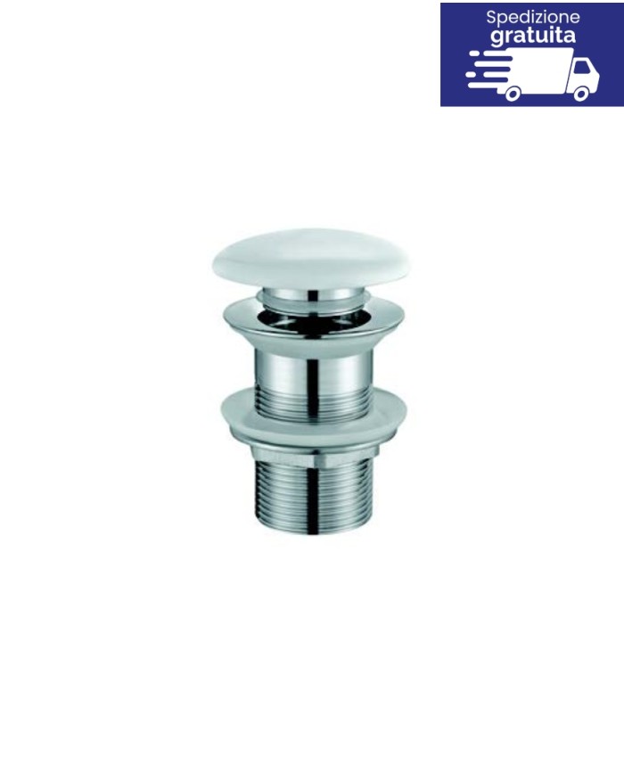 Valvola in ottone con troppo pieno e tappo in porcellana - Tipologia G9802-A