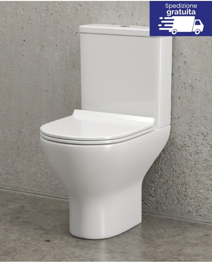 WC Rimless Filo muro con cassetta uscita verticale - Serie Amfipolis Round